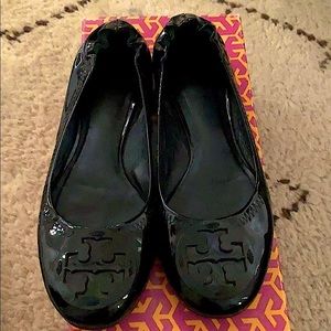 Tory Burch black patent leather flats FLAWLESS